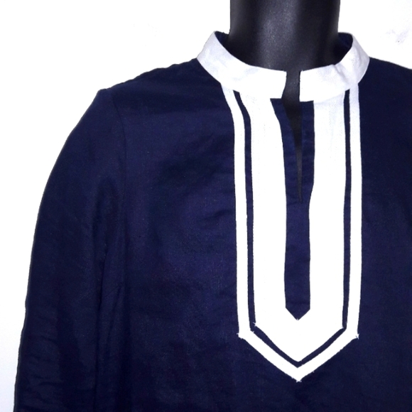 CROWN & IVY Blue/White 3/4 Sleeve Kurta Dress, M - Picture 3 of 8